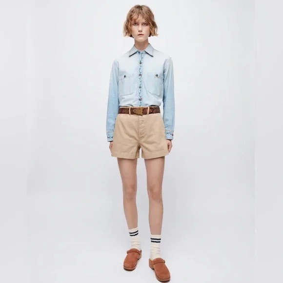 Re/Done Beige 90s Trouser Shorts Sz 25 Worn 1x